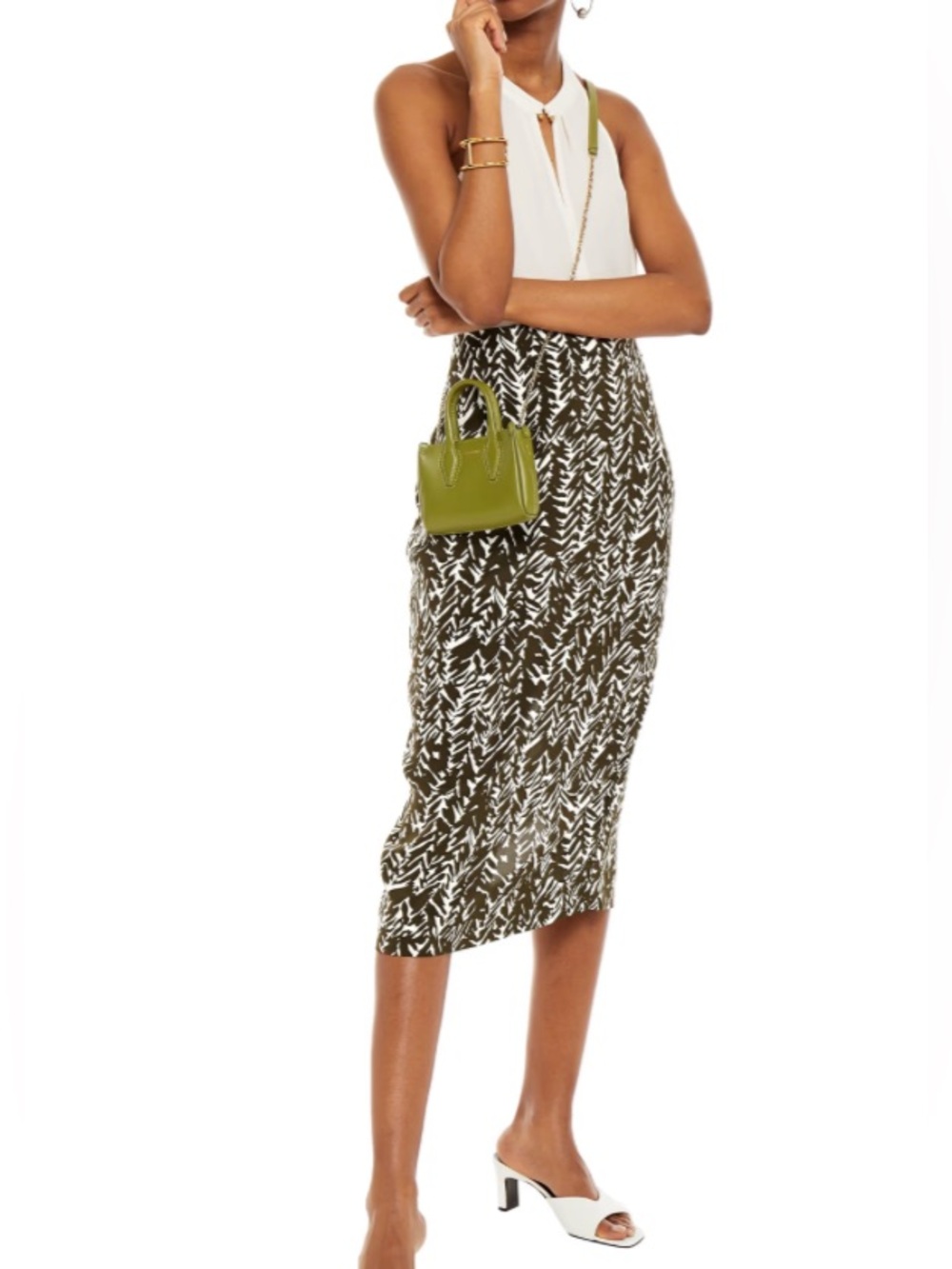 DIANE VON FURSTENBERG Kara printed stretch jersey midi skirt size 10